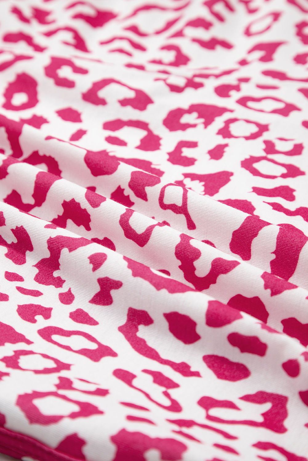 Pink Leopard Elastic Waistband Lace up Contrast Trim Casual Shorts - Image 6