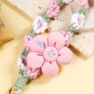 Pink Flower Decor Daisy Crochet Phone Strap