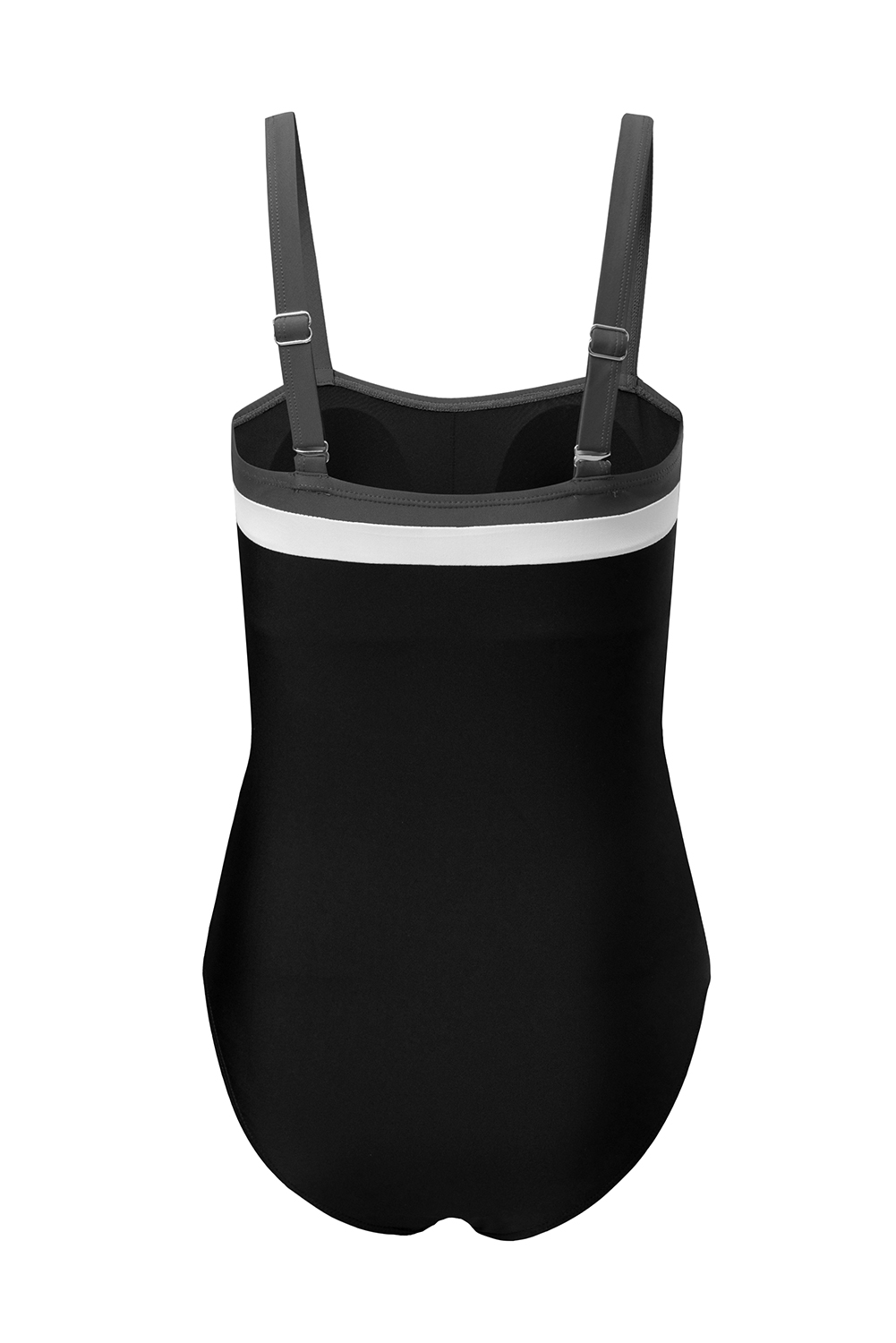 Black Color Block Detail Adjustable Straps One Piece Swimsuit - Image 8