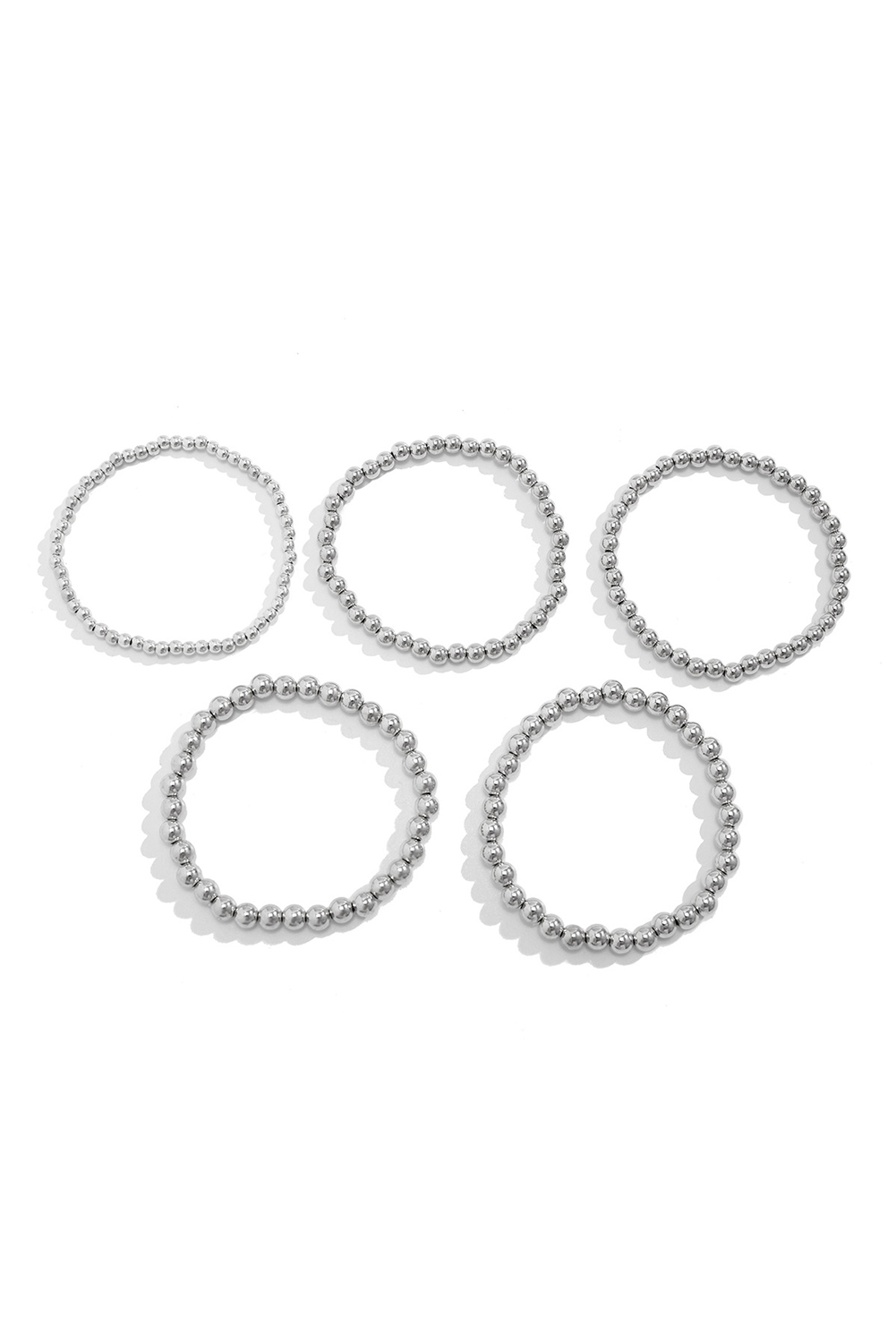 Silvery 5pcs/set Beaded Bracelet Set - Image 4